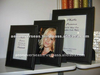 Black Cotton Leather Paper 4''x6'' Photo Frame